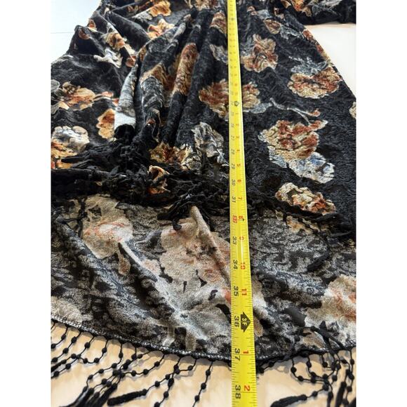 SJS Kimono Womens Sz 1X Black Burnout Velvet Fringe Boho Fairygrunge Whimsigoth - Picture 7 of 8